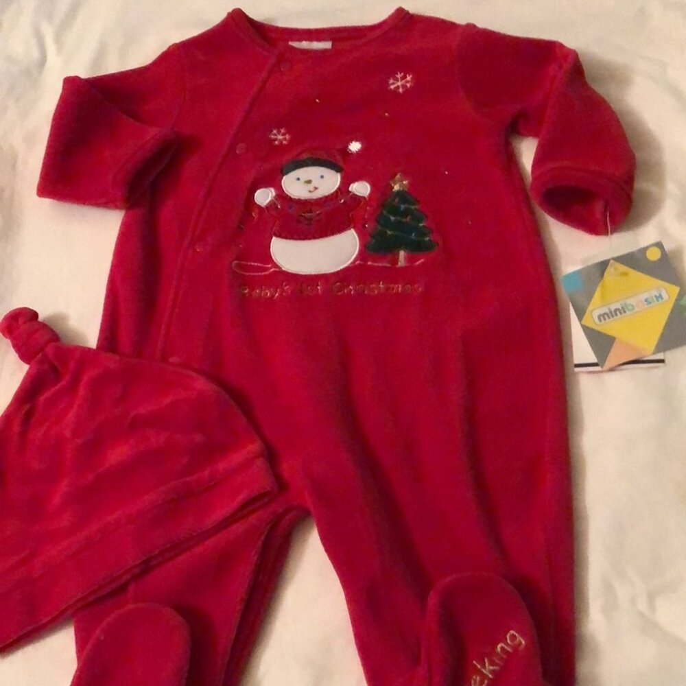 Outfit Baby's 1st Christmas infant size 6 months 12-16 lbs minibasix cotton